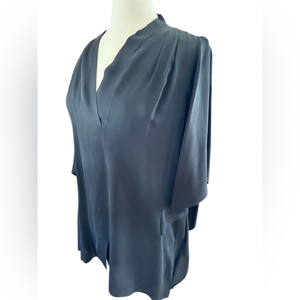 Kobi Halperin Silk Black Blouse with flutter Sleeves Size XL - Picture 6 of 11